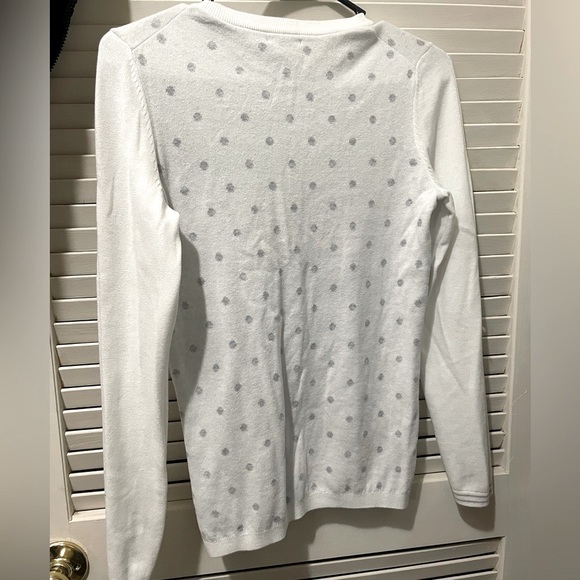 Tommy Hilfiger Womens Large Cream w/Gray Polka Dot Long Sleeve Sweater EUC - Picture 4 of 7